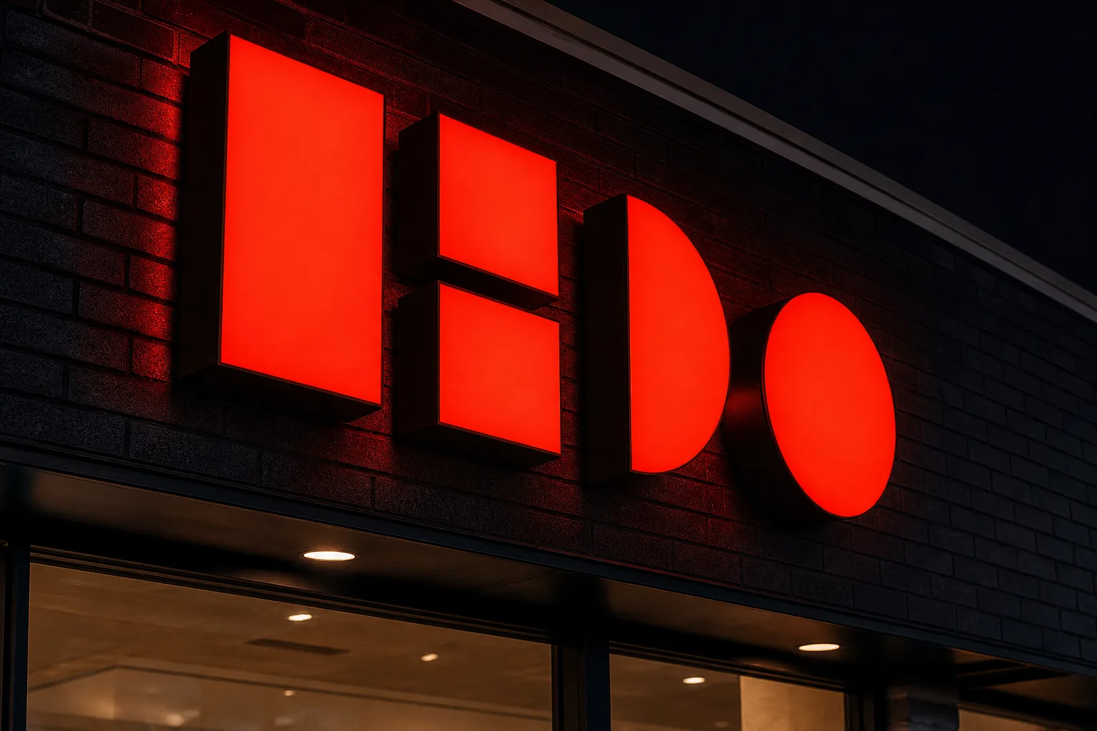 LED illuminated channel letters on a storefront facade.